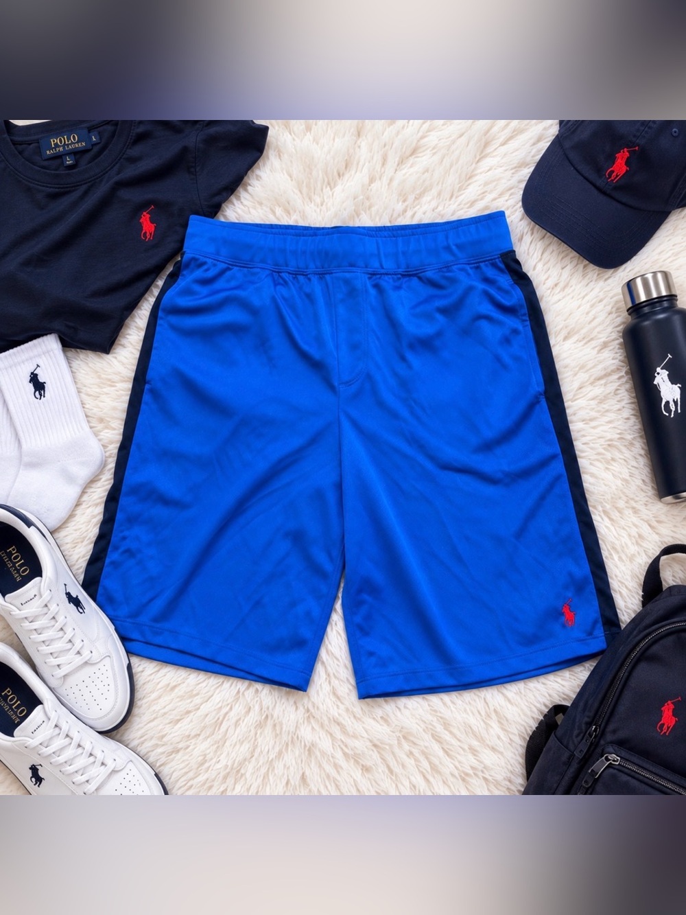 Polo by Ralph Lauren Royal Blue Athletic Shorts with Navy Trim